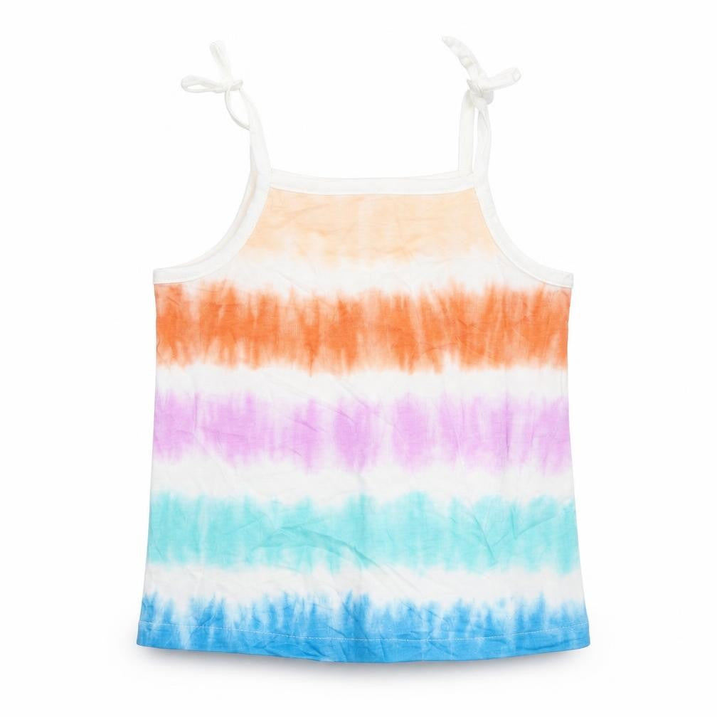 Marks & Spencer Girls Multicoloured Geometric Cotton Basic Tank Size 5-6 Years Square Neck Pullover