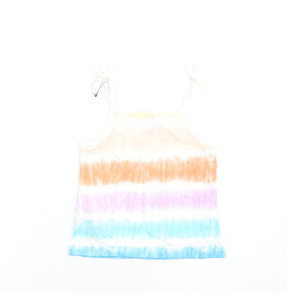 Back view of Marks & Spencer girls’ multicoloured geometric cotton basic tank, size 4-5, years square neck pullover