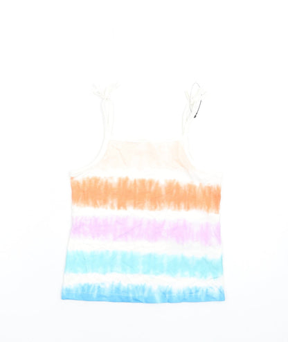 Additional front view of Marks & Spencer girls’ multicoloured geometric cotton basic tank, years square neck pullover