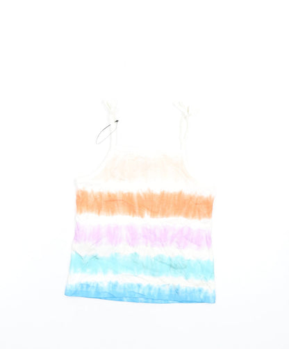 Back view of Marks & Spencer girls’ multicoloured geometric cotton basic tank, size 5-6, years square neck pullover