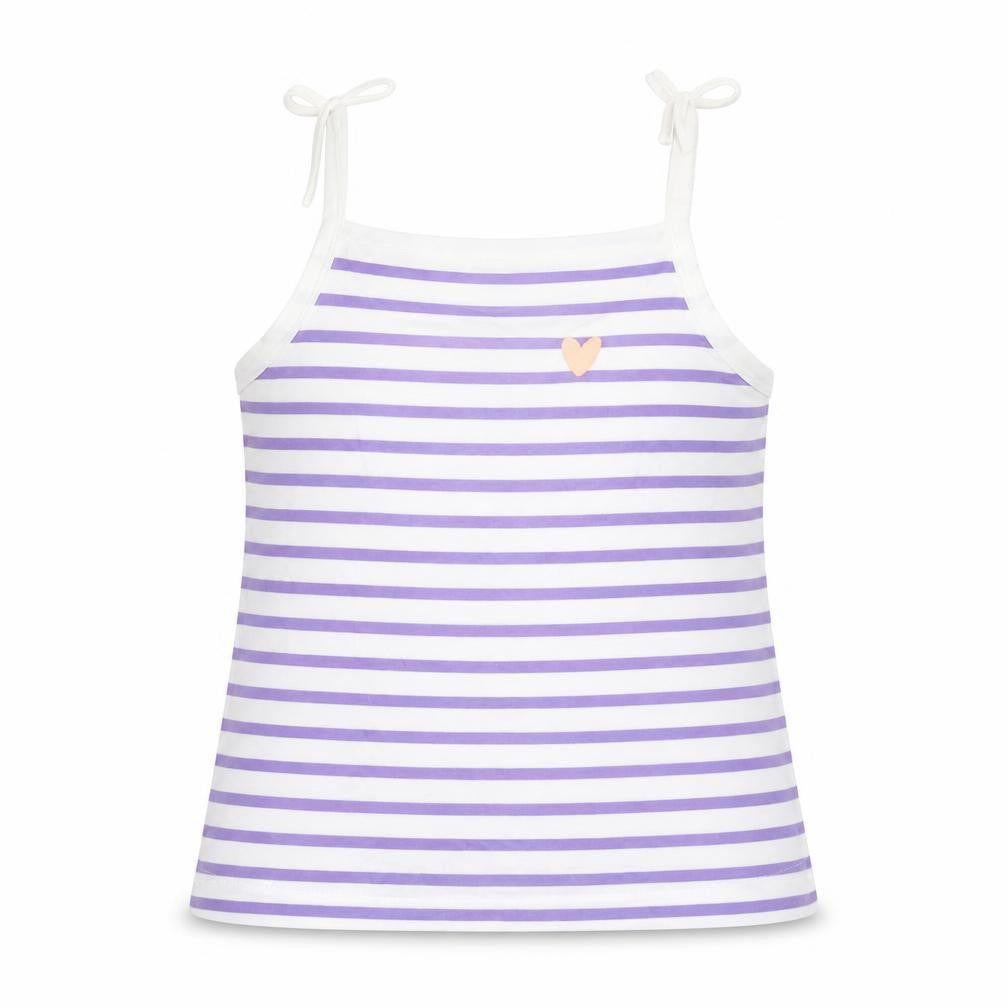 Marks & Spencer Girls Purple Striped Cotton Basic Tank Size 2-3 Years Square Neck Pullover