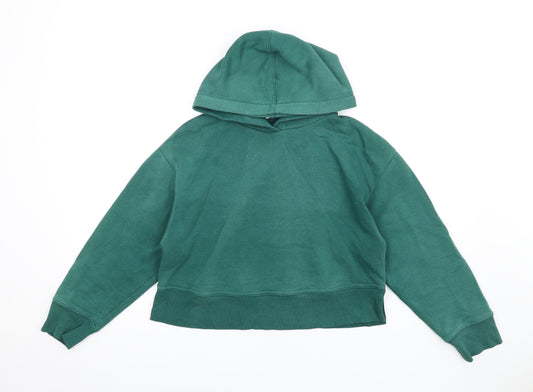 Zara Womens Green Cotton Pullover Hoodie Size S Pullover