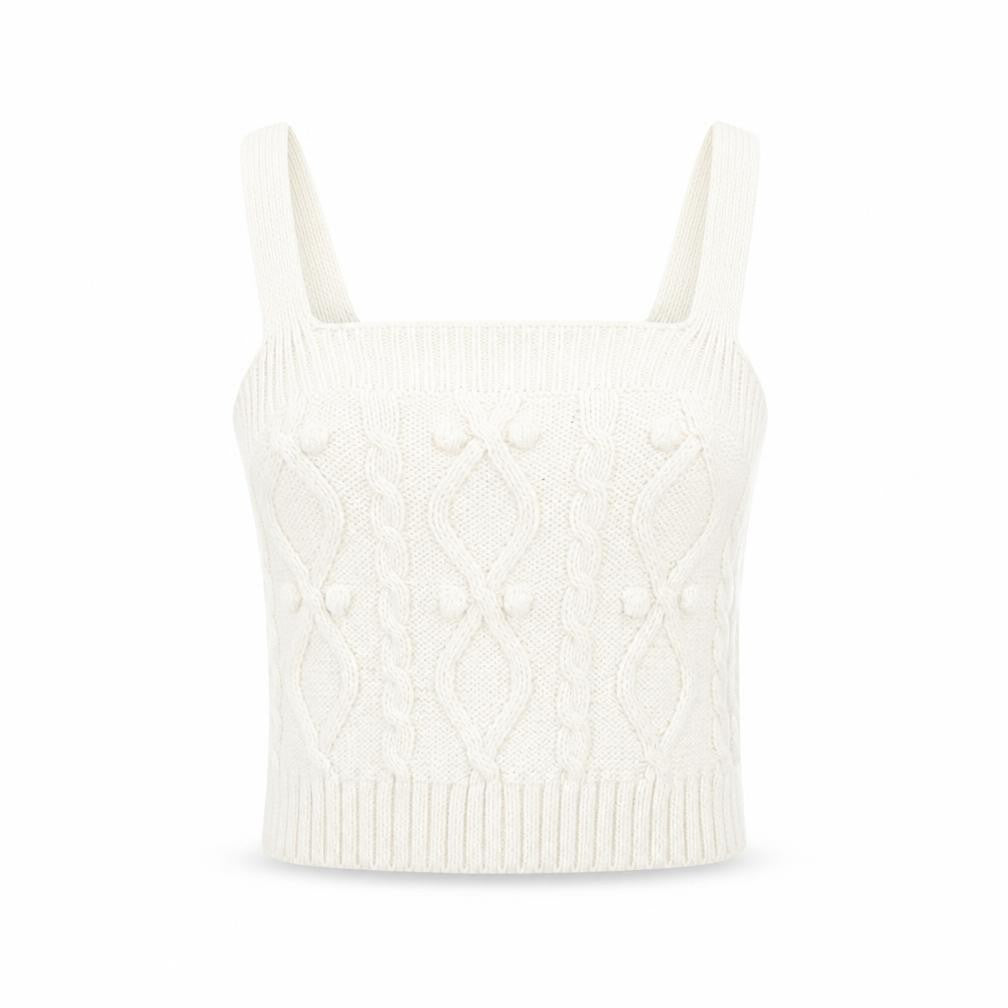 River Island Womens Ivory Acrylic Basic Tank Size XS Square Neck