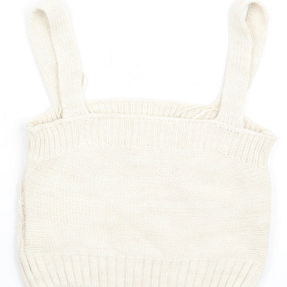 River Island Womens Ivory Acrylic Basic Tank Size XS Square Neck