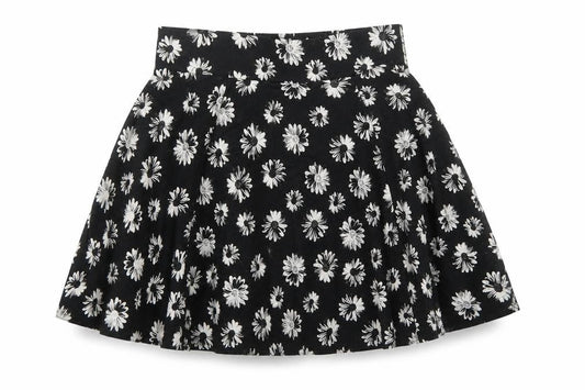 Divided by H&M Womens Black Floral Viscose Skater Skirt Size XS Zip
