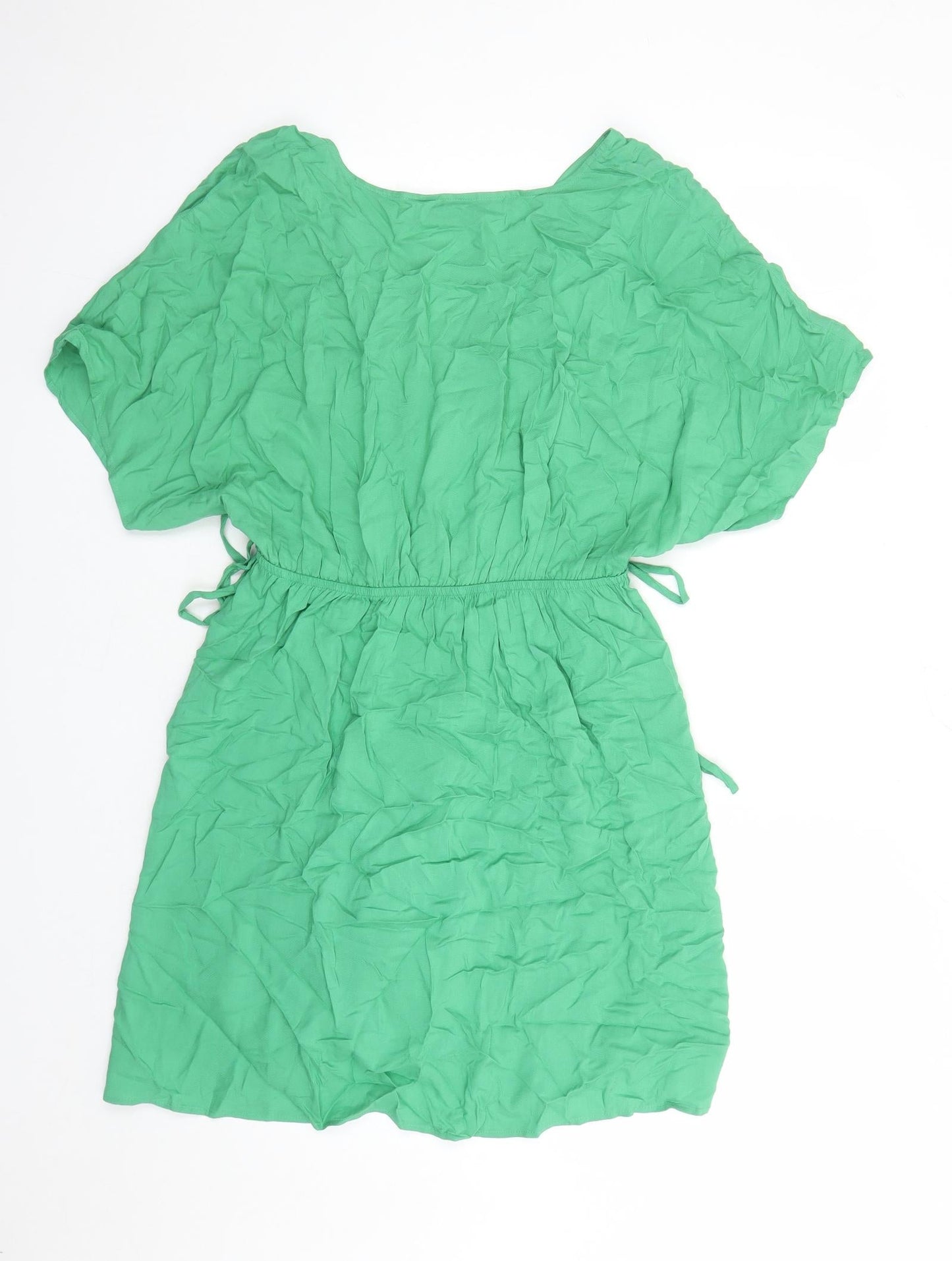 Marks and Spencer Womens Green Viscose A-Line Size 14 V-Neck Pullover