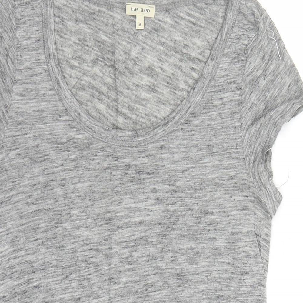 River Island Womens Grey Viscose Basic T-Shirt Size 8 Round Neck