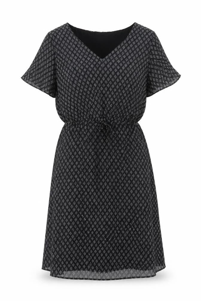 H&M Womens Black Geometric Polyester A-Line Size S V-Neck Pullover