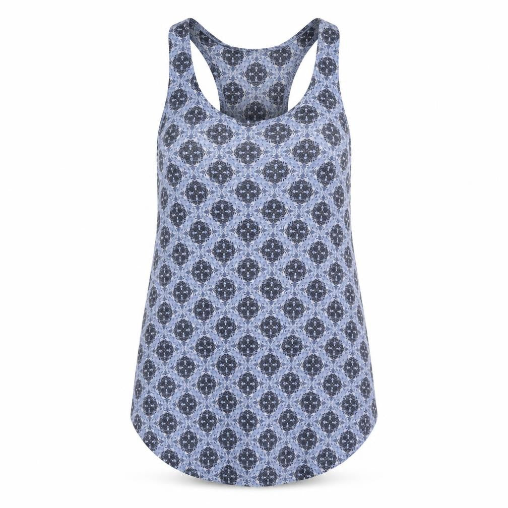 H&M Womens Blue Geometric Polyester Basic Tank Size XS Round Neck