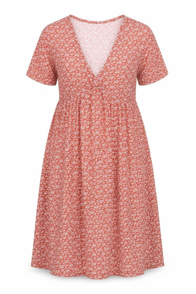 Pull&Bear Womens Brown Floral Polyester A-Line Size M V-Neck Pullover