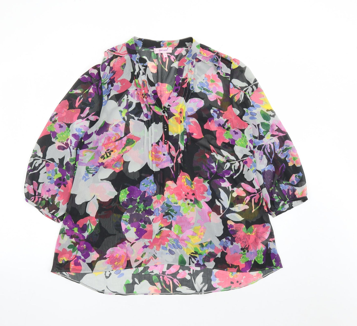 Per Una Womens Multicoloured Geometric Polyester Basic Blouse Size 14 V-Neck