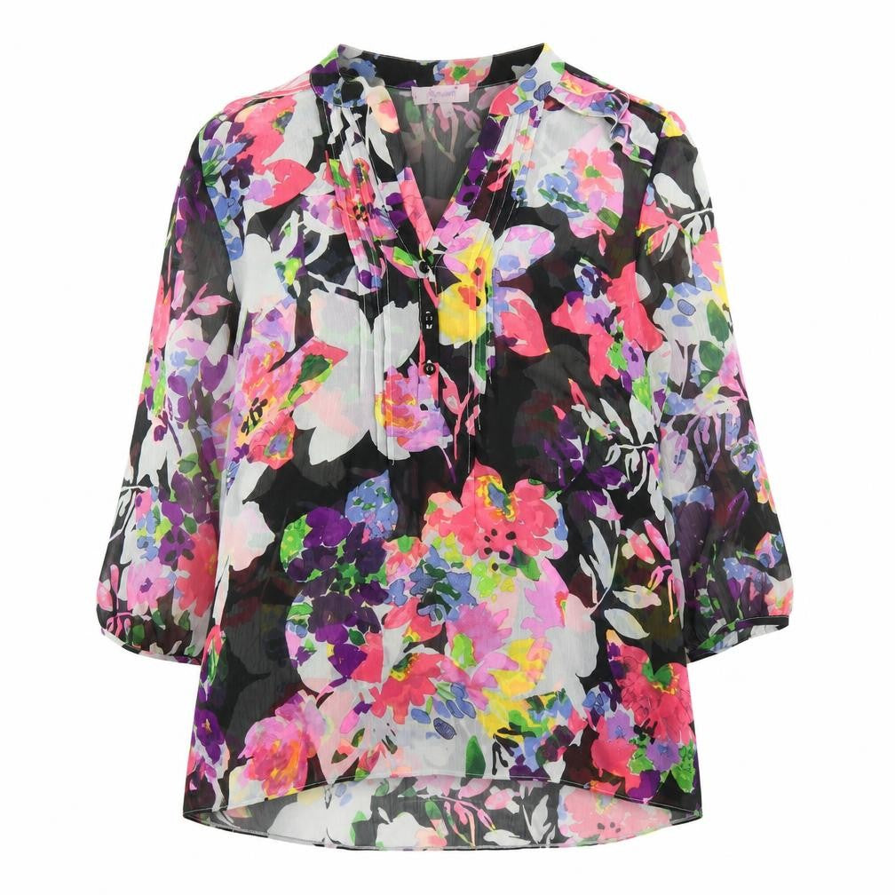 Per Una Womens Multicoloured Geometric Polyester Basic Blouse Size 14 V-Neck