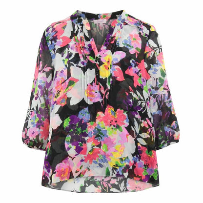 Per Una Womens Multicoloured Geometric Polyester Basic Blouse Size 14 V-Neck