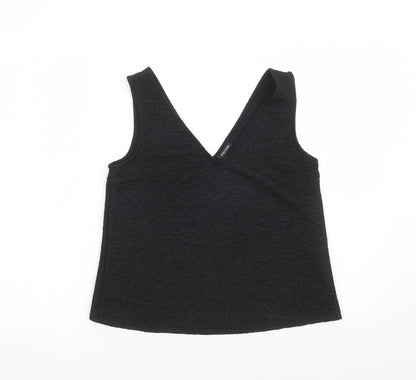River Island Womens Black Polyester Basic Tank Size 8 V-Neck