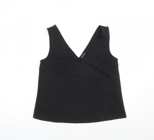 River Island Womens Black Polyester Basic Tank Size 8 V-Neck