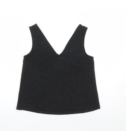 River Island Womens Black Polyester Basic Tank Size 8 V-Neck