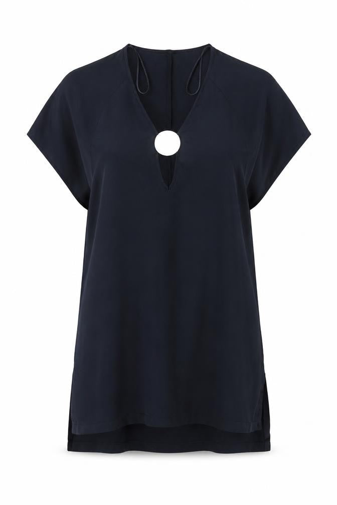 Zara Womens Black Polyester A-Line Size S V-Neck Pullover