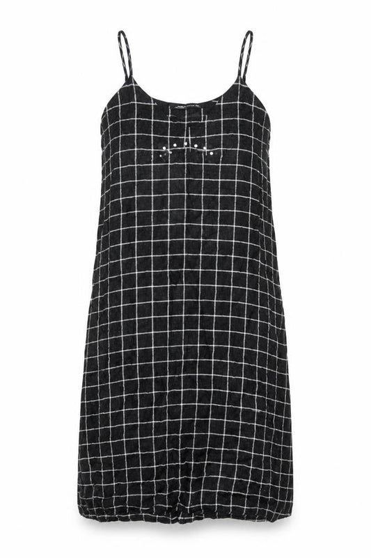 Zara Womens Grey Check Viscose Slip Dress Size S Round Neck Pullover - Rhinestone Detail
