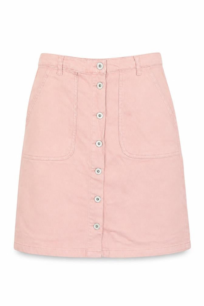 Great Plains Womens Pink Cotton A-Line Skirt Size 8 Button - Pockets