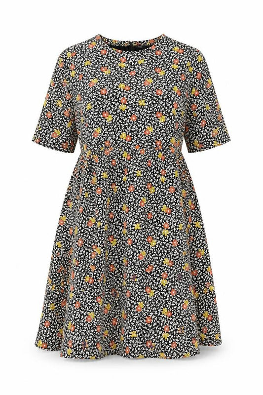 Marks and Spencer Womens Multicoloured Floral Viscose A-Line Size 8 Crew Neck Pullover