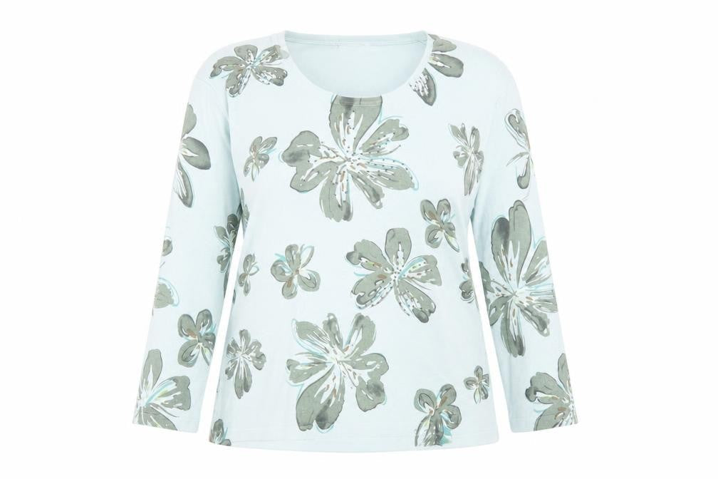 Viz-a-VIZ Womens Green Round Neck Floral Viscose Pullover Jumper Size 14