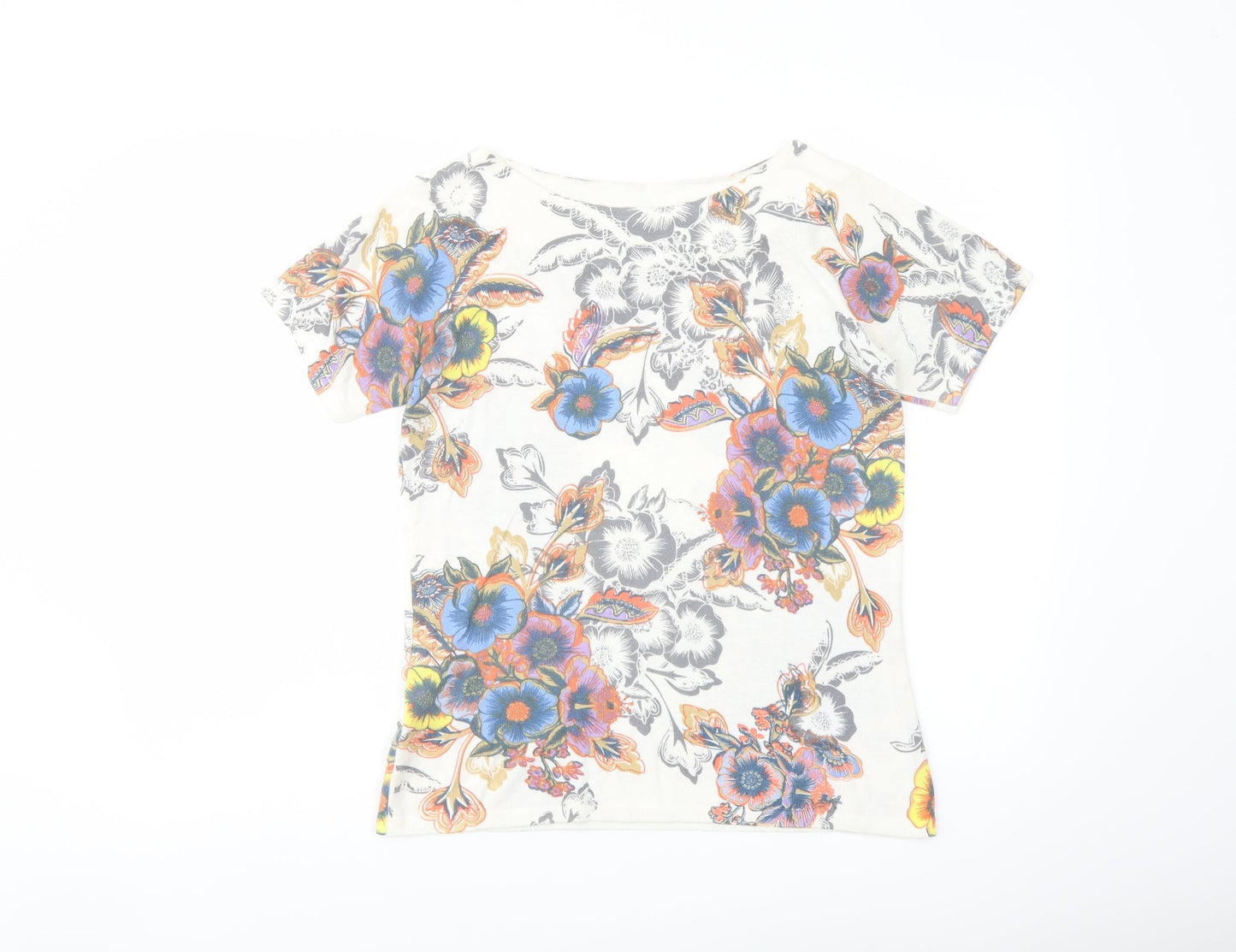 NEXT Womens Multicoloured Boat Neck Floral Cotton Pullover Jumper Size 10