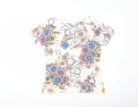 NEXT Womens Multicoloured Boat Neck Floral Cotton Pullover Jumper Size 10