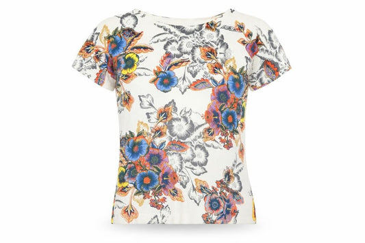 Next Womens Multicoloured Boat Neck Floral Cotton Pullover Jumper Size 10