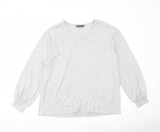 Marks and Spencer Womens Green V-Neck Viscose Pullover Jumper Size 14