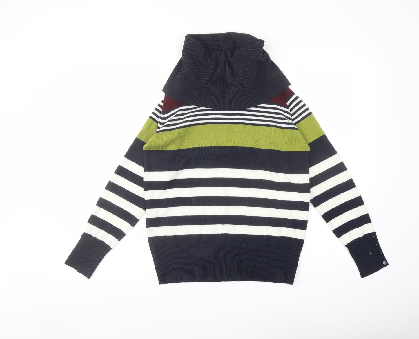 EWM Womens Multicoloured Roll Neck Striped Acrylic Pullover Jumper Size S