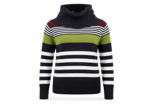 EWM Womens Multicoloured Roll Neck Striped Acrylic Pullover Jumper Size S