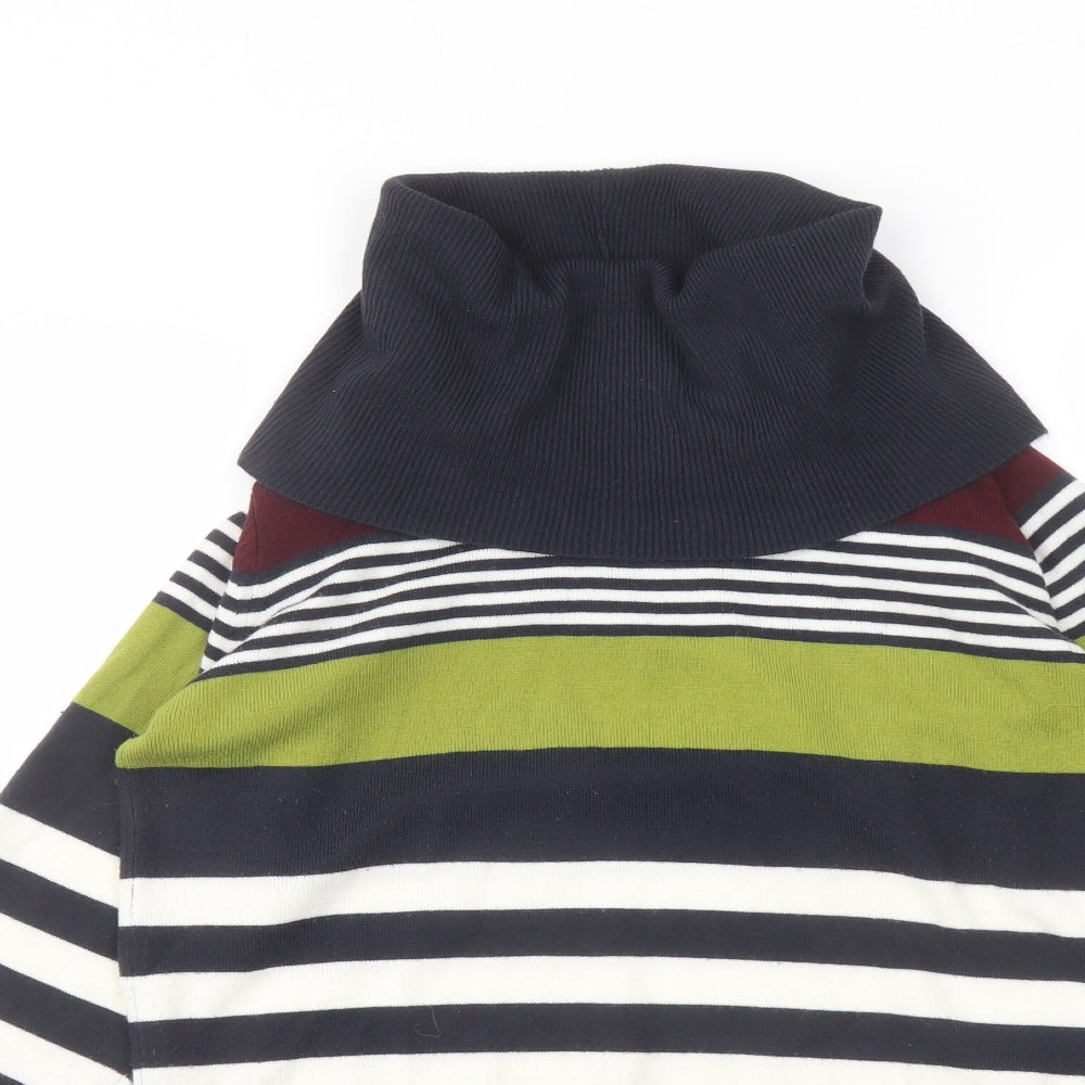 EWM Womens Multicoloured Roll Neck Striped Acrylic Pullover Jumper Size S
