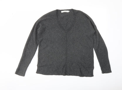John Lewis Womens Grey V-Neck Nylon Pullover Jumper Size 8