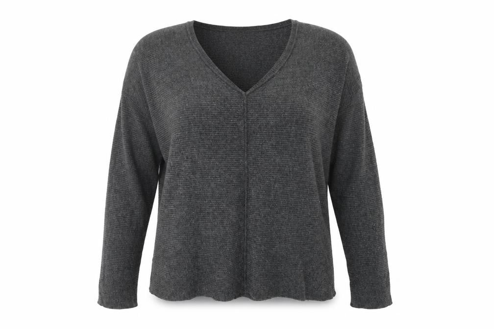 John Lewis Womens Grey V-Neck Nylon Pullover Jumper Size 8