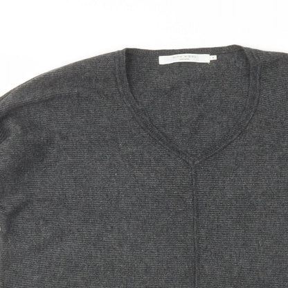 John Lewis Womens Grey V-Neck Nylon Pullover Jumper Size 8