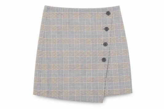 Marks & Spencer Womens Grey Plaid Polyester A-Line Skirt Size 10 Zip