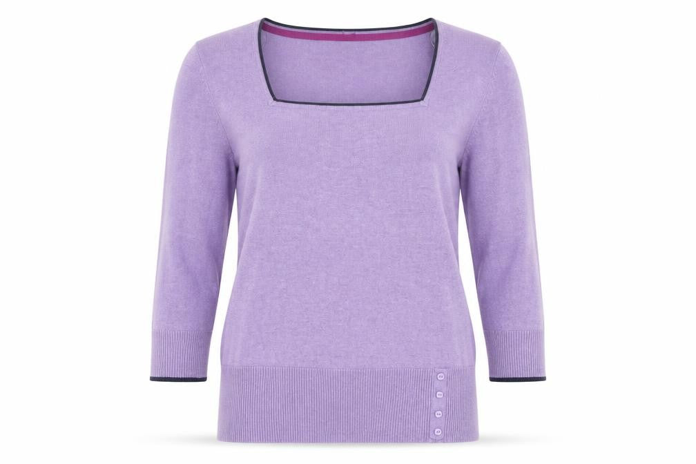 M&Co Womens Purple Square Neck Viscose Pullover Jumper Size 14