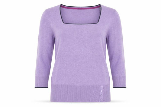 M&Co Womens Purple Square Neck Viscose Pullover Jumper Size 14