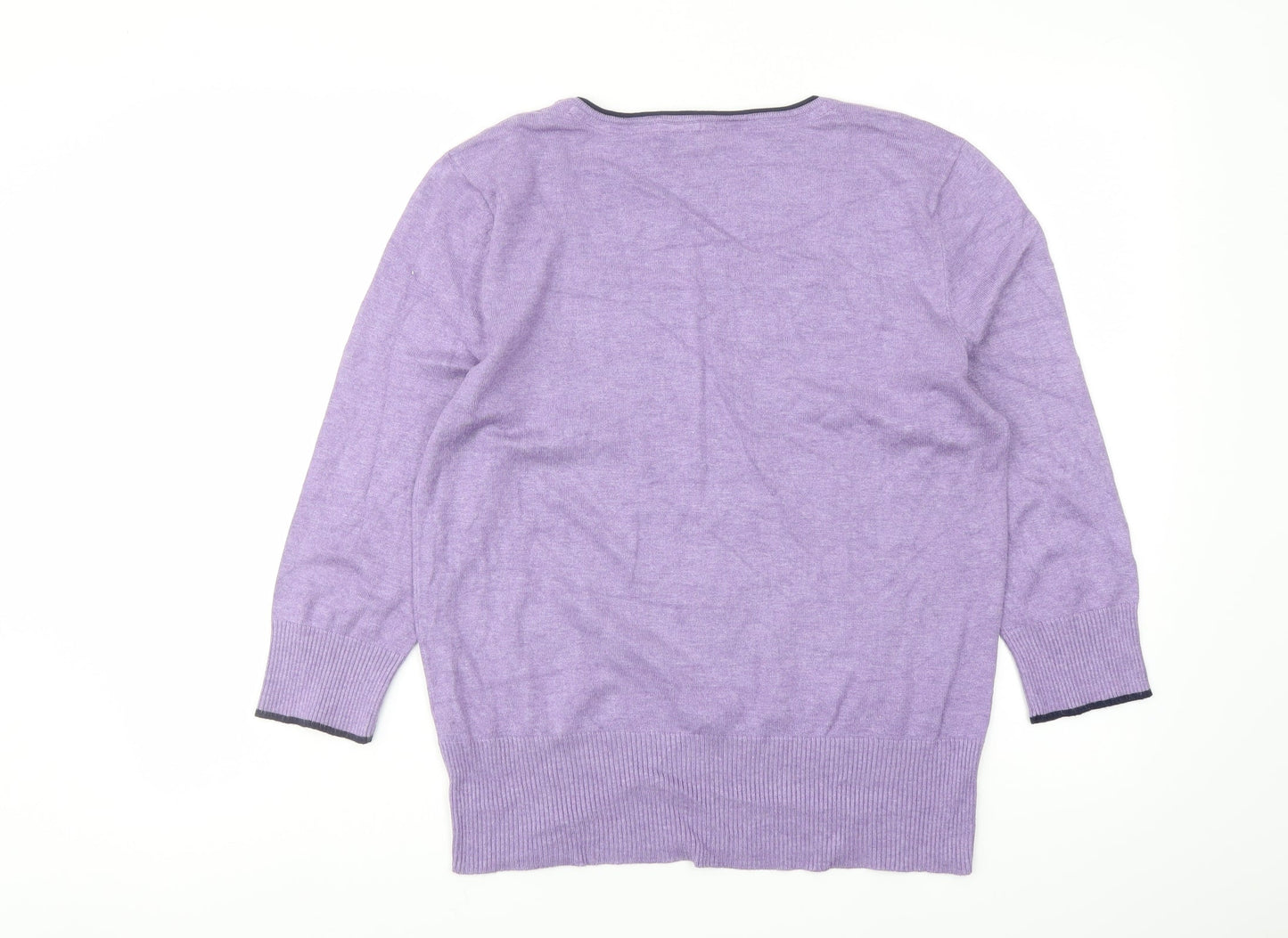 M&Co Womens Purple Square Neck Viscose Pullover Jumper Size 14