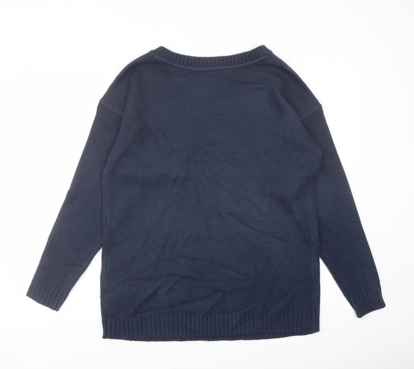 bpc Womens Blue Round Neck Acrylic Pullover Jumper Size M