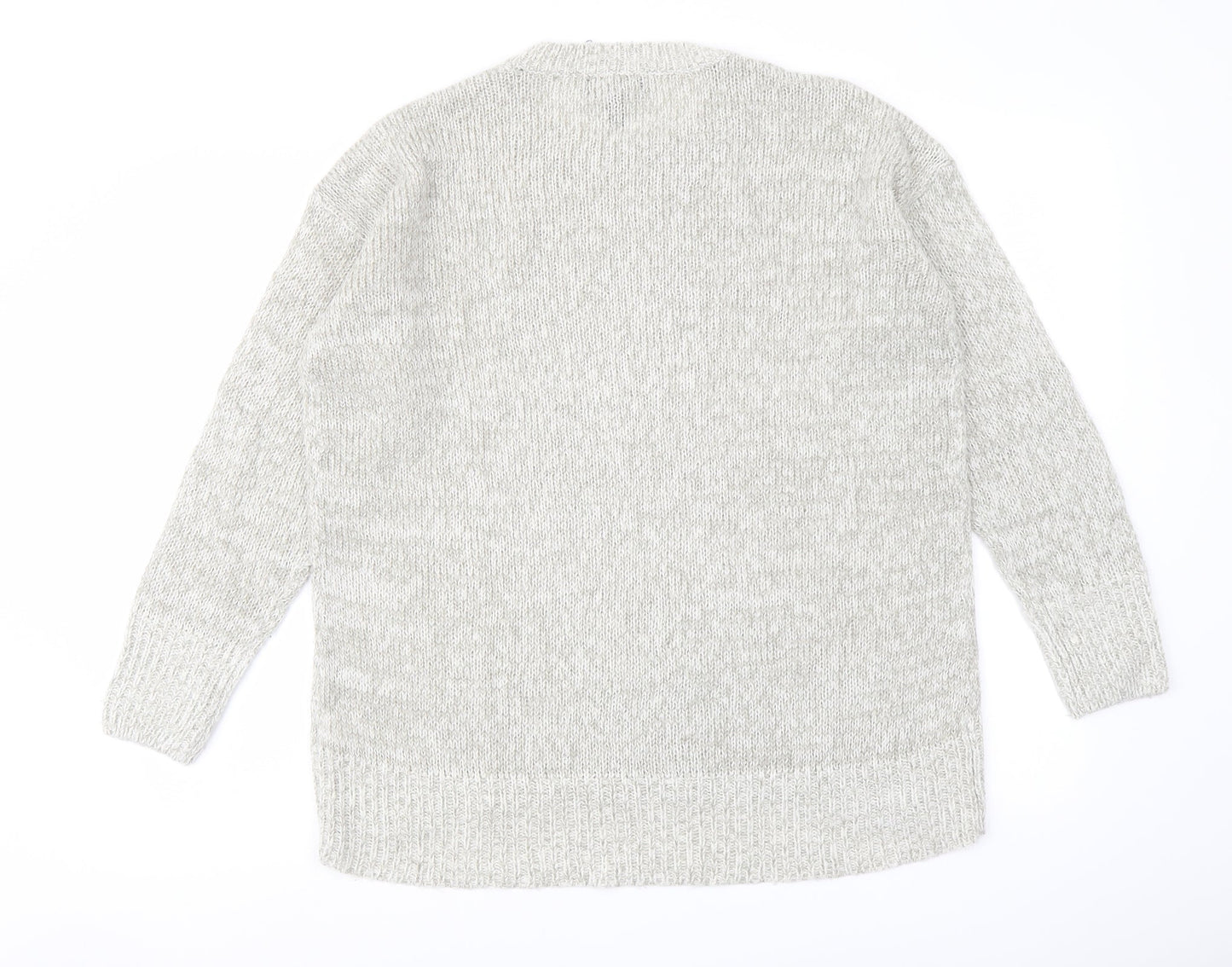 New Look Womens Grey Crew Neck Acrylic Pullover Jumper Size M