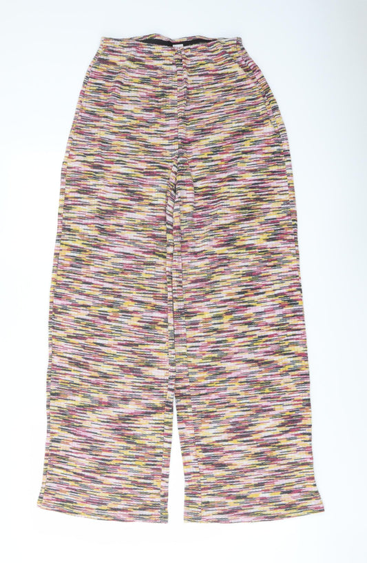 H&M Womens Multicoloured Striped Polyester Trousers Size S L29 in Regular