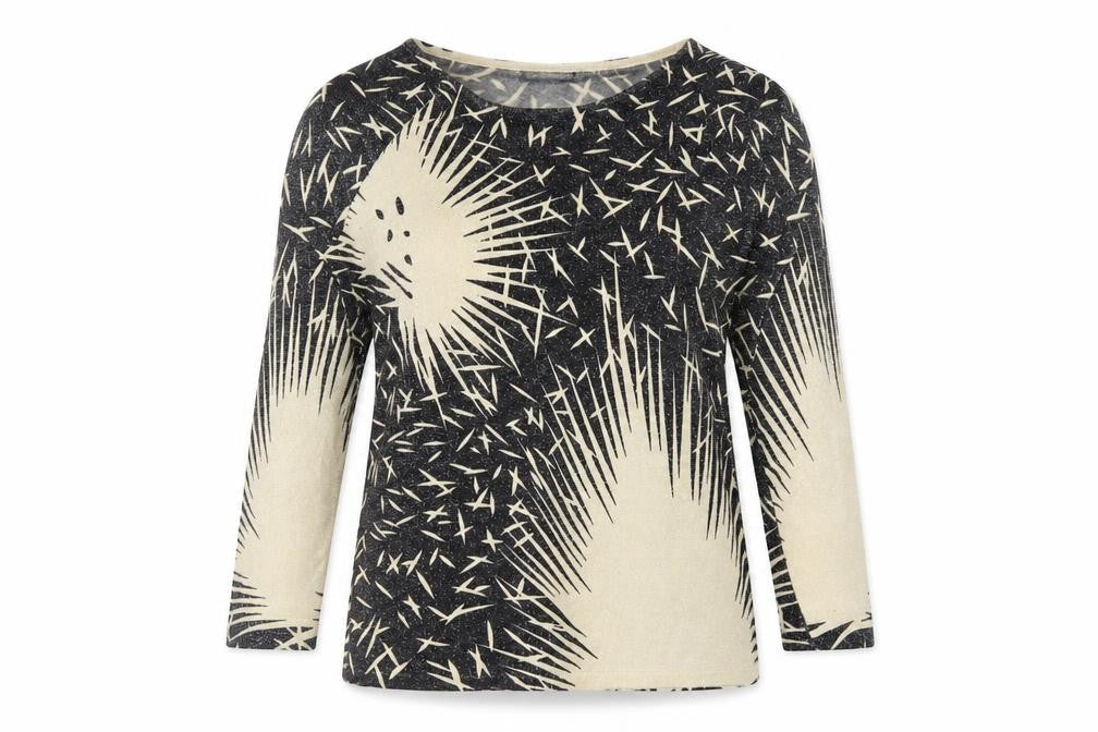 Just Elegance Womens Black Round Neck Geometric Viscose Pullover Jumper Size L