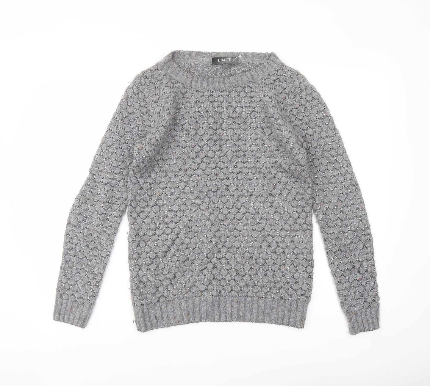 Marks and Spencer Womens Grey Round Neck Acrylic Pullover Jumper Size 8