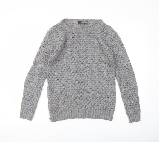 Marks and Spencer Womens Grey Round Neck Acrylic Pullover Jumper Size 8