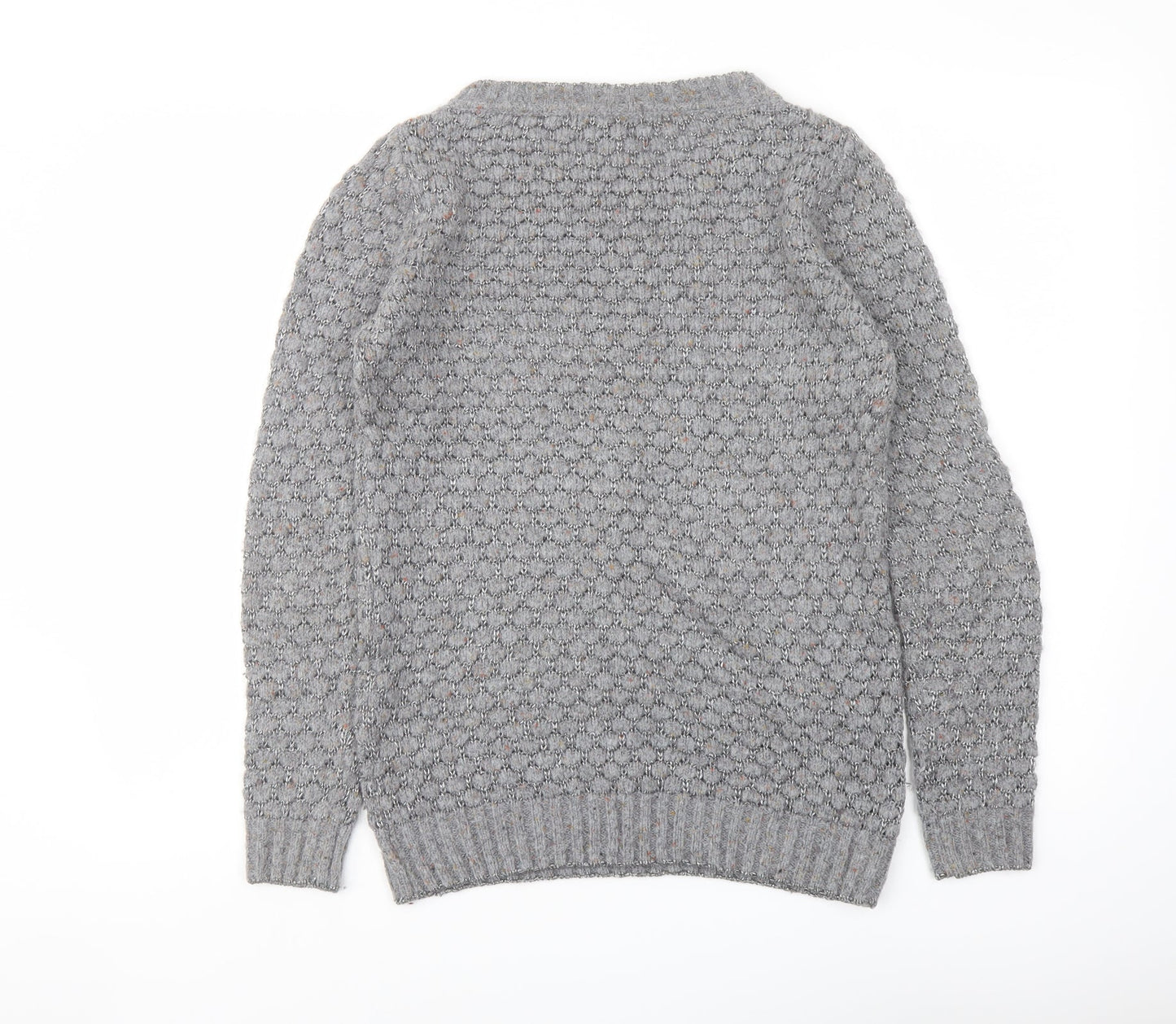 Marks and Spencer Womens Grey Round Neck Acrylic Pullover Jumper Size 8