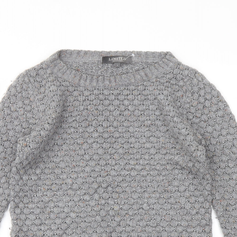Marks and Spencer Womens Grey Round Neck Acrylic Pullover Jumper Size 8