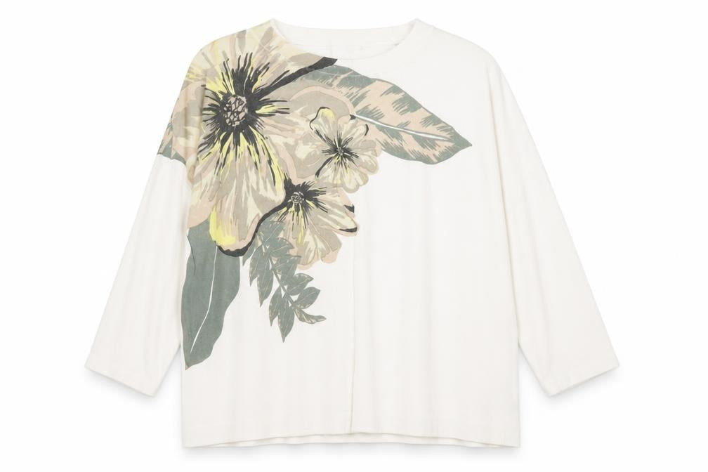 Warehouse Womens Ivory Crew Neck Floral Viscose Pullover Jumper Size 16