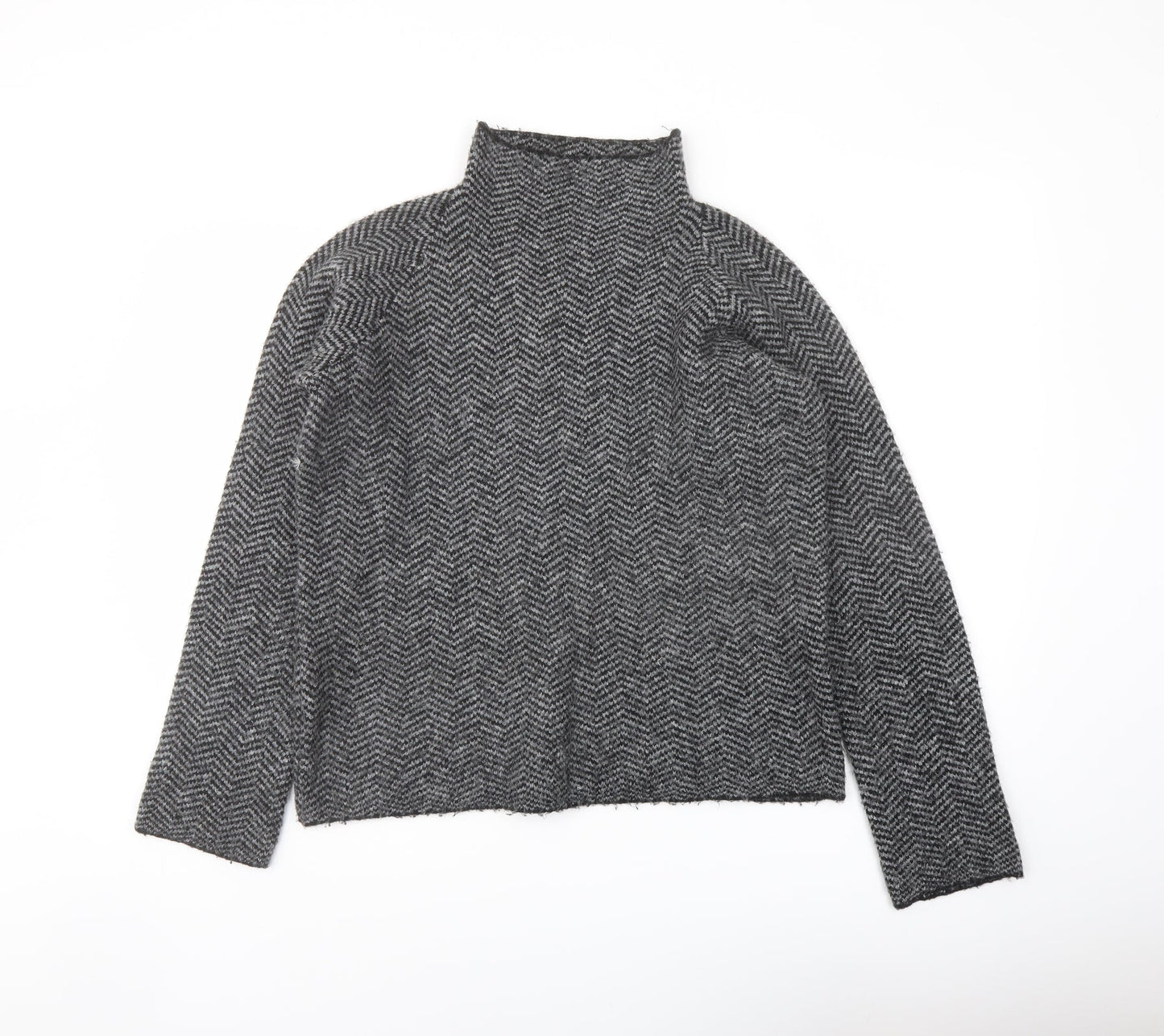 Max Studio Womens Grey Mock Neck Acrylic Pullover Jumper Size S
