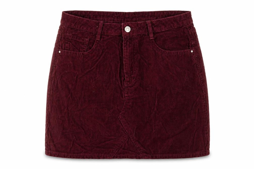 Denim & Co. Womens Red Cotton A-Line Skirt Size 12 Button